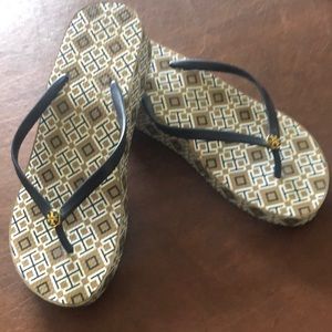 Tory Burch wedge flip flops